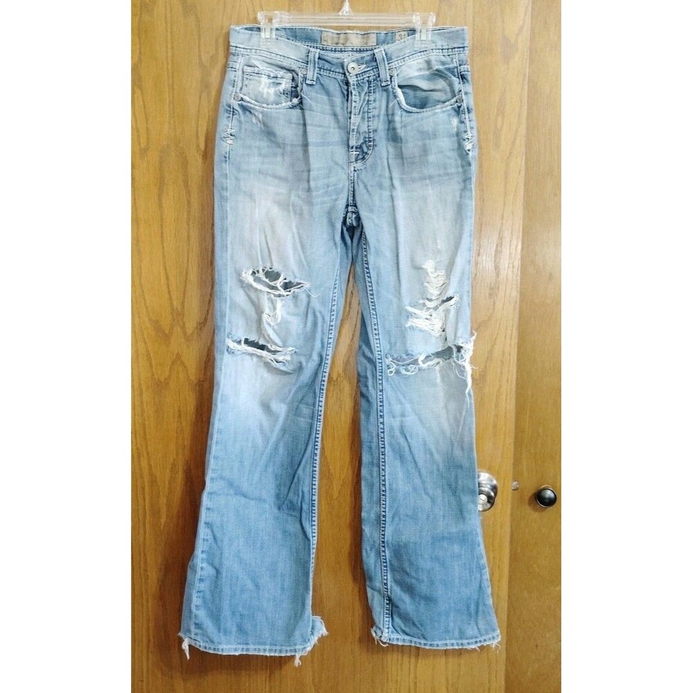 Vintage BKE Jeans Mens 31 x 34 Denim TYLER Straight Distressed Holes Y2K Button